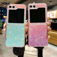 เคสโทรศัพท์ซิลิโคน TPU ลายเปลือกหอยแวววาวหลายสีไล่ระดับสี ZFlip5สำหรับ Samsung กาแลคซีพลิก5 4 3 Flip5 Flip4 Flip3ปลอกกันแดด5กรัม