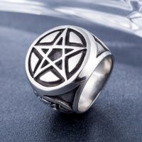 Vintage Mysterious Magic Pentagram Ring Men\S High Quality Metal Amulet Jewelry