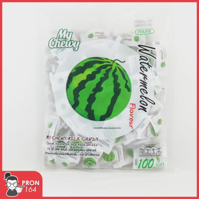 **มาย ชูวี่ มิ้ลค์ แคนดี้กลิ่นแตงโม(ลูกอมนมเคี้ยวหนึบ)*My Chewy Milk Candy Watermelon Flavour*360กรัม/g*จำนวน 100เม็ด**