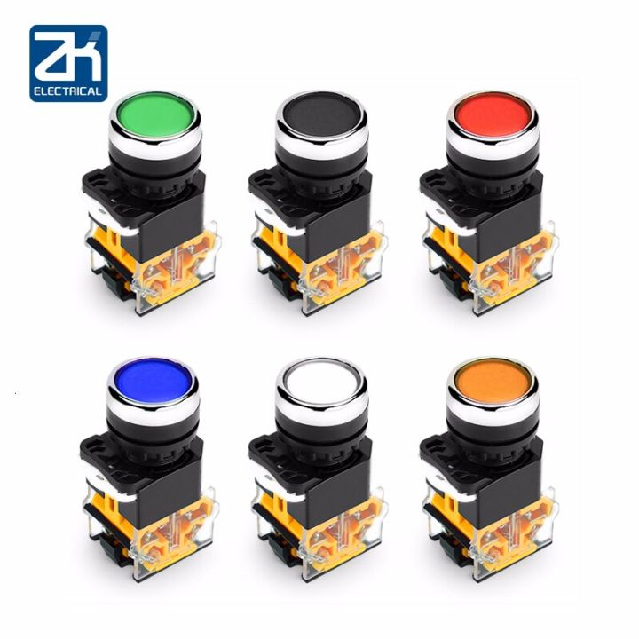 22mm La38 Flat Head Push Button Switch 1no 1nc Momentary Push Button Switches La38 11 6 Colors 