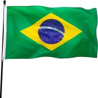 Brazil Flag 3x5 Foot Vivid Color Polyester Brazilian National Flags Polyester with Brass Grommet Country Banner Flag for Outdoor