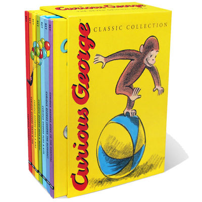 Original English Curious George curious monkey George 7 Liao Caixing book list recommended picture book Wang Peiyu stage 3 gift box hardcover