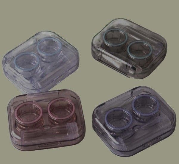 กล่องใส่คอนแทคเลนส์-สีชาแบบใส-กล่องเก็บคอนแทค-พร้อมอุปกรณ์-contact-lens-box-set-ตลับคอนแทคเลนส์