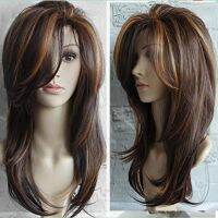 High Heat Resistant Hair Ombre Gardient Synthetic Fake Hair For Women Side Part Long Wigs Female