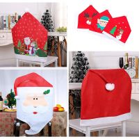 1PC Christmas Santa Xman Chair Cover Tree Claus Cotton Non-woven Table Red Hat Chair Back Cover Christmas Home Decorations Sofa Covers  Slips