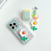 พร้อมส่งในไทย??Set case เคสสำหรับ iPhone+AirPods เคสไอโฟน เคสดอกไม้+holderดอกไม้ไข่ดาว X-14,14Pro,14Promax