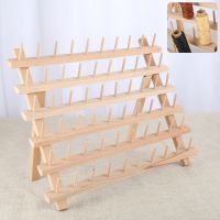 60-Spools Solid Wood Sewing Thread Rack Hold Sewing Sundries Storage Floss Organizer Folded Leg Tools Display Board 40x32cm Gift