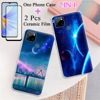 2ใน1สำหรับ Realme C12 C25เคสโทรศัพท์ C25S พร้อมที่ป้องกันหน้าจอฟิล์มกันรอยกันกระแทกโค้งเซรามิก