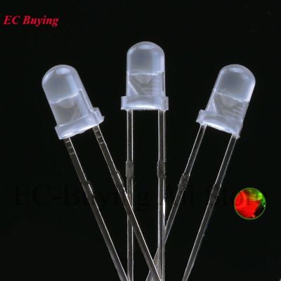 50pcs 3mm LED Bi-Color Diffused Red Emerald-Green Clear Red/Green Non-Polar Round Light Emitting Diode Dual Foggy Two Plug-in DI Electrical Circuitry