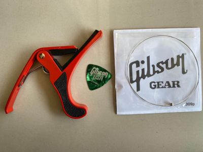 คาโป้ CAPO อย่างดี สีแดง มาพร้อมกับ สายแยกGibsonกีต้าร์ไฟฟ้า เบอร์ 009 1เส้น + ปิก1ชิ้น