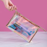 1 Pc Colorful Holographic Women Cosmetic Bag TPU Clear Makeup Bag Beauty Organizer Pouch Travel Clear Makeup Kit Case