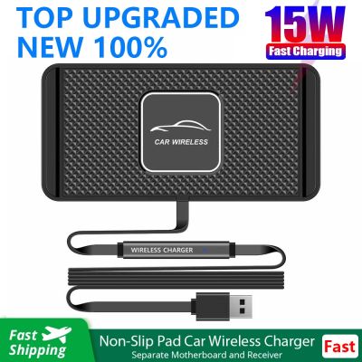 15W Car Wireless Chargers Mat Silicone Non-Slip Pad for iPhone 11 12 13 14 Pro XS Max X Xr 8 Samsung Xiaomi Fast Charging Stand