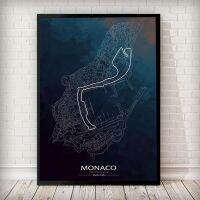 Monaco วงจรโปสเตอร์ F1สูตรหนึ่งภาพวาดผ้าใบติดผนังรูปภาพศิลปะ F1แผงวงจร Monaco Grand 0706