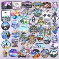 Nature Travel Applique Embroidered Patches For Clothing Stickers Mountain Outdoor Patch Iron On Patches On Clothes Stripes Badge