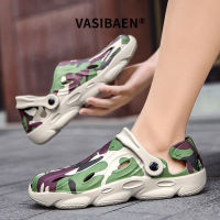 VASIBAEN รองเท้าถ้ำของผู้ชาย,รองเท้ากันลื่นสวมใส่สบายข้างนอกนุ่มสบายสบายรองเท้าแตะชายหาดหน้าร้อนมีสไตล์