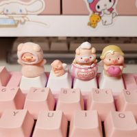 Personalized Customized White Cartoon Kawaii Cute Pink Pig S Keycap Single R4 Mechanical Keyboard Replacement Key Cap