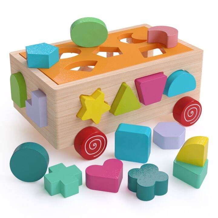 cod-multi-functional-drag-intelligence-box-baby-toy-puzzle-early-education-geometry-shape-matching-trailer-building-blocks