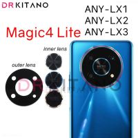 กระจกกล้องถ่ายรูปหลังด้านหลังสำหรับ Honor Magic4 Lite Magic 4 Lite อะไหล่พร้อมสติ๊กเกอร์กาว ANY-LX1 ANY-LX2 ANY-LX3