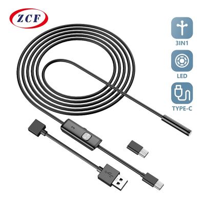 [2023ใหม่] กล้องเครื่องส่องตรวจ5.5MM เลนส์7MM 3IN1ไมโคร USB Type-C กล้องงูสำหรับตรวจสอบท่ออุตสาหกรรม6LED กันน้ำสำหรับโทรศัพท์แอนดรอยด์พีซี