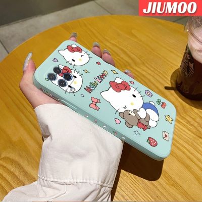 JIUMOO เคสปลอกสำหรับ Samsung F62 M62การ์ตูนน่ารักเฮลโลคิตตี้ของแท้ดีไซน์ใหม่ขอบสี่เหลี่ยมเคสโทรศัพท์แบบนิ่มปลอกซิลิโคนคลุมทั้งหมดป้องกันเลนส์กล้องเคสกันกระแทก