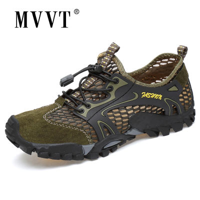 Summer Breathable Men Hiking Shoes Suede + Mesh Outdoor Men Sneakers Climbing Shoes Men Sport Shoes Quick-dry Water Shoes