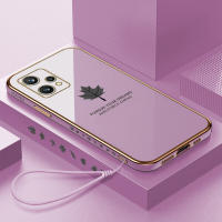 เคสโทรศัพท์ Realme 9 Pro Plus 5G /Realmi 9Pro + Realmi9pro +,เคสลายใบเมเปิ้ลขอบสี่เหลี่ยมปลอกหุ้มโทรศัพท์ชุบเคสนิ่มหรูหรา