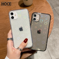 HOCE เคสโทรศัพท์แบบใสลายดอกพลัมเลเซอร์ไล่ระดับสีสำหรับ iPhone X XS XR 7 8 Plus 14 11 13 12 Pro Max เลเซอร์ขนาดเล็กรักเคสกันกระแทกมือถือหัวใจ