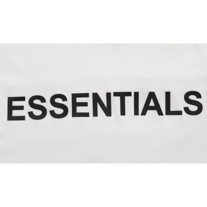 essentials-เสื้อยืดแขนสั้นผ้าฝ้าย-พิมพ์โลโก้-ทรงหลวม
