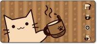 Coffee Cat Mouse Pad แผ่นรองเมาส์ขนาดใหญ่กันลื่น 3 มม. แผ่นรองโต๊ะแล็ปท็อปสำหรับเกมสำนักงานและบ้าน แผ่นรองโต๊ะกันน้ำ 35.4x15.7