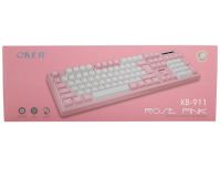 KEYBOARD USB OKER KB-911 PINK OKER คีย์บอร์ดไฟเรืองแสงหัวเสียบ USB รุ่น KB-911 เกมมิ่งคีย์บอร์ดคุณภาพสูง