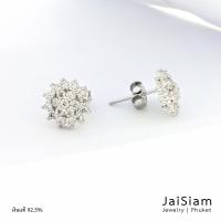 JaiSiamJewelry ต่างหูเงินแท้ 925 ประดับเพชรcz-WSE-1