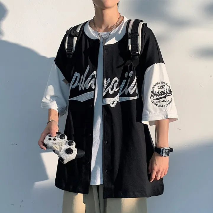 Privathinker Embroidery Large Size Men T Shirt Cardigan Baseball Shirts  Short Sleeve Casual Tops Fashion Brand Male Streetwear | Lazada PH