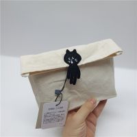 Daily single original cute surprise cat mini canvas carry-on bag small object storage bag cosmetic bag coin purse hand holding