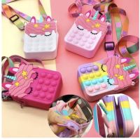 Popit Bubble Unicorn Wallet Handbag Dimple Messenger Bag Fidget Toys Antistress---ajb108