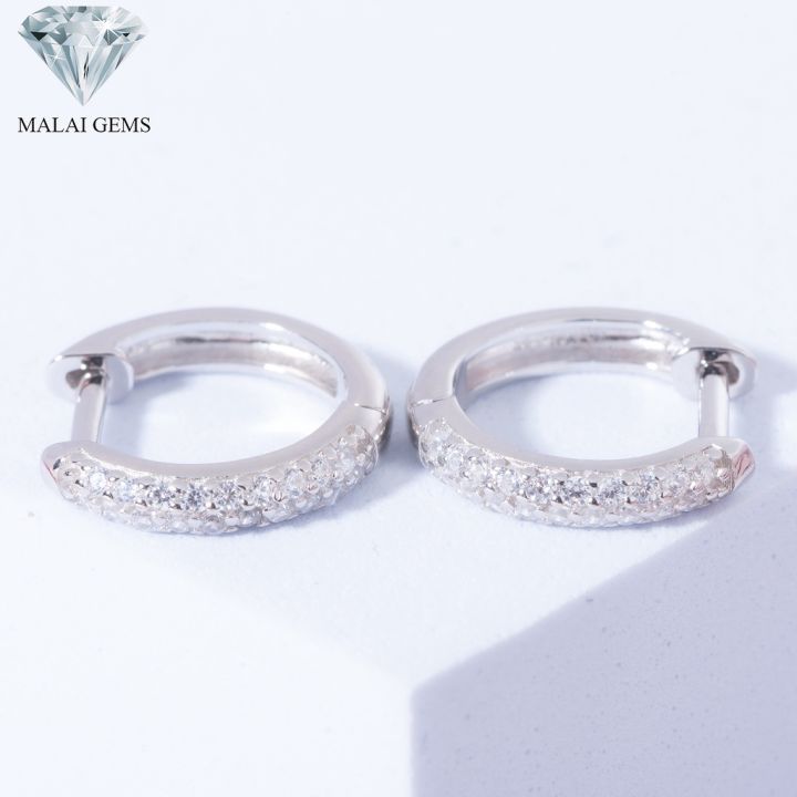 malai-gems-ต่างหูห่วง-14-mm-เงินแท้-ต่างหู-เพชร-สวิส-cz-เคลือบทองคำขาว-รุ่น-225-e17468-แถมกล่อง-ต่างหูcz-ต่างหูเงินแท้