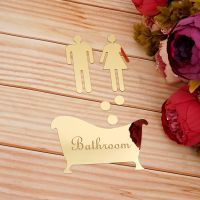 ▫ 1 Set Bathroom Men Women Entrance Sign Acrylic Mirror Surface Door 3d Mirror Surface Wall Sticker Home Decoration