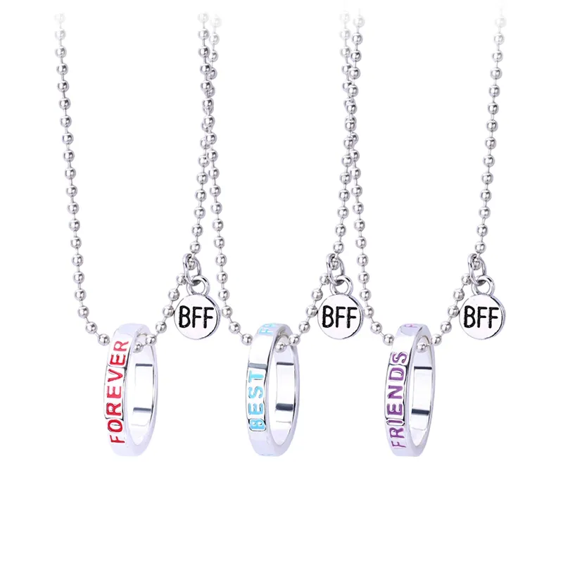 Silver and Gold Best Friends Mystical Gem Pendant Necklaces - 3 Pack