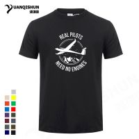 New Summer Style Real Pilots Need No Engines Sailplane Or Glider T-Shirts Men Summer Short Sleeve Cotton T Shirts Funny Tops