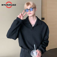 KYUSHUAD ใหม่ฤดูใบไม้ร่วงและฤดูหนาวเสื้อโปโลลำลองของผู้ชาย,เสื้อกันหนาวแบบสวมหัวหล่อหลวม