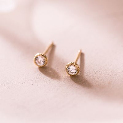 [COD] New silver round zircon ear piercing earrings crowd simple fashion personality trendy women