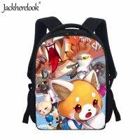 Jackherelook การ์ตูนอนิเมชัน Aggretsuko กระเป๋านักเรียนเด็กอนุบาลกระเป๋าหนังสือกระเป๋าเป้สะพายหลังแบบสบายๆเด็ก