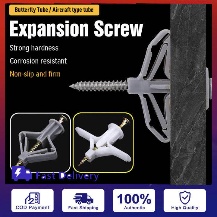50/100pcs Partition Ceiling Plaster Expansion Screw 8mm Butterfly Screw