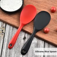 Silicone Long-handled Spoon High-grade Stirring Spoon Solid Color Silicone Rice Spoon Kitchen Spoon Tableware Household Cooking Utensils