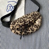 Fashion Lambs Wool Leopard Purse Crossbody Cross Body Waistbag Belt Waist Fanny Pack for Women