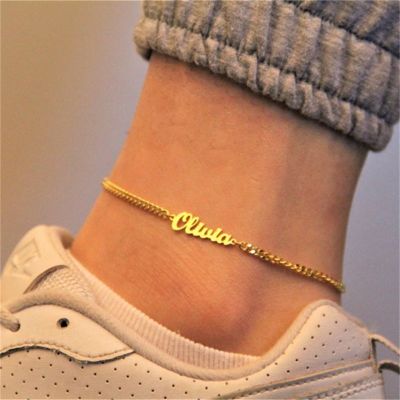 3mm Cuban Chain Custom Name Anklet Personalized Stainless Steel Jewelry Custom Anklet Nameplate Mother 39;s Day Gift