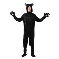 Man Black Cat Mascot Fleece Funny Halloween Family Group Costume Idea Animal Pokemon Cosplay Hoodie Jumpsuit Plus Size