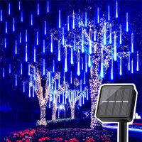 3050ซม. พลังงานแสงอาทิตย์ฝนดาวตกกลางแจ้ง Falling Rain String Light Christmas Light Garland สำหรับ Garden Tree Buses Party Decor