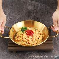 Spanish Seafood Stainless Steel Frying Pan Korean Binaural Flat Bottom Fried Chicken Salad Italian Pasta Dish