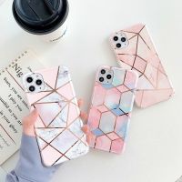 【cold noodles】หรูหราเรขาคณิตหินอ่อนกรณีโทรศัพท์สำหรับ Iphone 11 12 13 Mini Pro Max XS X XR 7 8บวก SE 2020ซิลิโคนกันกระแทกกรณีปก