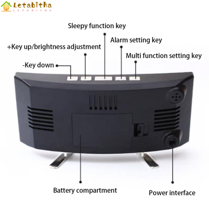 ข้อมูลเวลาเตือนนาฬิกาดิจิตอล-led-จอแสดงอุณหภูมิความชื้น12-24ชั่วโมงมัลติฟังก์ชั่นนาฬิกาตั้งโต๊ะ